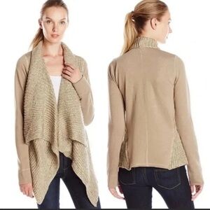Prana‎ Demure Beige and Tan Open Front Cardigan